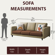 Mikasa 3 Seater Sofa Set for Living Room (Cream Brown Colour Fabric) Premium Fabric Sofa