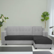 Fracher RHS 4 Seater L Shape Sofa Set for Living Room (Black Grey Fabric) Premium Fabric Sofa
