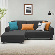 Casaliving Kaven LHS 4 Seater L Shape Sofa Set for Living Room (Black Fabric)