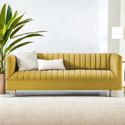 Jarvis 3 Seater Sofa Set for Living Room (Yellow Fabric) | Premium Fabric Sofa