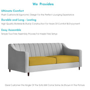 Mobius 3 Seater Sofa Set for Living Room (Yellow Grey Colour Sofa) Premium Fabric Sofa for Living Room