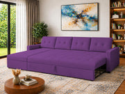 Casaliving Treshta 6 Seater LHS L - Shape Pull-Out Sofa Cum Bed Sofa for Living Room (Dark Grey Fabric Color) Premium Fabric Sofa Set for Living Room Sofa Cum Bed