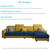 Orion RHS 6 Seater L Shape Sofa Set for Living Room (Blue Yellow Colour) Premium Fabric Sofa