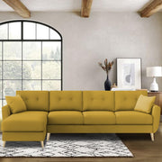 Lizel LHS 6 Seater L Shape Sofa Set for Living Room (Yellow Fabric) Premium Velvet Fabric Sofa
