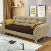 Leadown 3 Seater Sofa for Living Room (Cream Brown) Premium Fabric Sofa