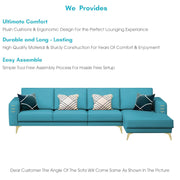 Falco RHS 6 Seater L Shape Sofa Set for Living Room (Turquise Fabric) Premium Fabric Sofa