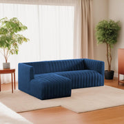 Rowan LHS 4 Seater L Shape Sofa Set for Living Room (Blue Fabric) Premium Fabric Sofa