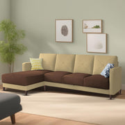 Swaloni LHS 6 Seater L Shape Sofa Set for Living Room (Cream Brown) Premium Fabric Sofa