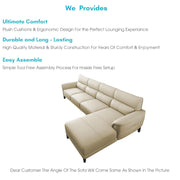 Janifer RHS 6 Seater L Shape Sofa Set for Living Room (Cream Colour) Premium Fabric Sofa Set