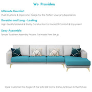 Falco RHS 6 Seater L Shape Sofa Set for Living Room (Turquise Grey Fabric) Premium Fabric Sofa