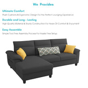 Casaliving Seams LHS 4 Seater L Shape Sofa for Living Room (Black Fabric) Premium Fabric Sofa