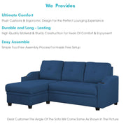 Casaliving Ravonna LHS 4 Seater L Shape Corner Sofa Cum Bed for Living Room (Blue Fabric) Premium Fabric Sofa