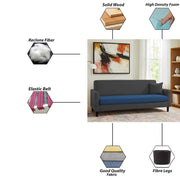 Premium Valkyrie 3 Seater Sofa Set 3 Seater Modern Sofa Set for Living Room (Blue Black Color Fabric)