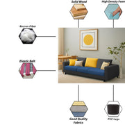 Minta 3 Seater Sofa Set for Living Room (Blue Black Colour Fabric) Premium Fabric Sofa