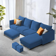 Casaliving Stanly LHS 6 Seater L Shape Sofa Set for Living Room (Black Fabric)