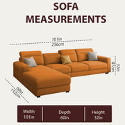 Orion LHS 6 Seater L Shape Sofa Set for Living Room (Orange Colour) Premium Fabric Sofa