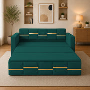 Casaliving Mordo 3 Seater Sofa Cum Bed for Living Room (Black Fabric) Premium Fabric Sofa Set