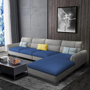 Francis 6 Seater Sofa Set for Living Room (Blue Grey Fabric) Right Side Sofa