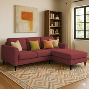 Grayon 3 Seater L Shape Convertible Sofa Set for Living Room, 3 Seater & Ottoman Modular Sectional Couch for Small Space (Grey Dark Grey Colour) Fabric