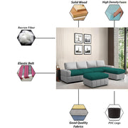 Rone 6 Seater L-Shaped & U-Shaped Sofas Set for Living Room – (Pine Black Colour Fabric) Premium Comfort Sofa