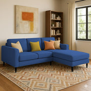 Grayon 3 Seater L Shape Convertible Sofa Set for Living Room, 3 Seater & Ottoman Modular Sectional Couch for Small Space (Grey Dark Grey Colour) Fabric