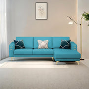 Falco RHS 4 Seater L Shape Sofa Set for Living Room (Turquise Fabric) Premium Fabric Sofa