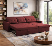 Casaliving Treshta 4 Seater LHS L - Shape Pull-Out Sofa Cum Bed with Storage Sofa for Living Room (Brown Fabric Color) Premium Fabric Sofa Set for Living Room Sofa Cum Bed