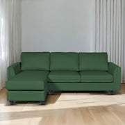 Danver LHS 4 Seater L Shape Sofa Set for Living Room (Green Fabric) Premium Fabric Sofa