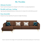 Falco LHS 6 Seater L Shape Sofa Set for Living Room (Brown Fabric) Premium Fabric Sofa