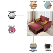 Alfred 1 Seater Sofa Cum Bed Sofa Set for Living Room (Maroon Fabric) Premium Fabric Sofa