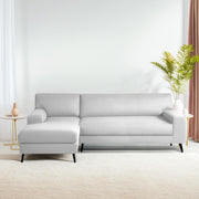 Casaliving Amelia RHS 6 Seater L Shape Sofa Set for Living Room (Black Fabric) Premium Fabric Sofa