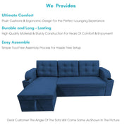 Casaliving Grance LHS 4 Seater Corner Sofa Cum Bed for Living Room with Storage (Blue Fabric) Premium Fabric Sofa