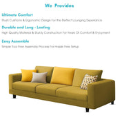 Minta 3 Seater Sofa Set for Living Room (Yellow Colour Fabric) Premium Fabric Sofa