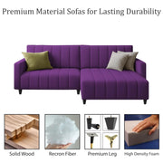 Netlie 4 Seater RHS L Shape Sofa Set for Living Room (Purple Fabric) Premium Fabric Sofa Set for Living Room