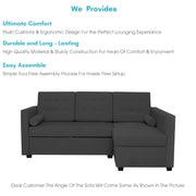 Megan RHS 4 Seater L Shaped Sofa Cum Bed for Living Room (Black Fabric) Premium Fabric Sofa