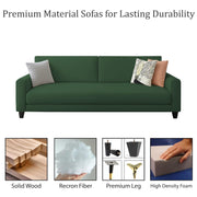 Kaven 3 Seater Sofa Set for Living Room (Green Colour Fabric) Premium Fabric Sofa