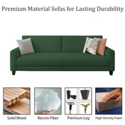 Casaliving Amara 3 Seater Sofa Set for Living Room (Black Turquise Colour Fabric) Premium Fabric Sofa