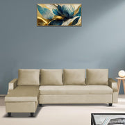 Asper LHS 6 Seater L Shape Sofa Set for Living Room (Cream Fabric) Premium Fabric Sofa