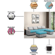 Rone 6 Seater L-Shaped & U-Shaped Sofas Set for Living Room – (Turquise Grey Colour Fabric) Premium Comfort Sofa