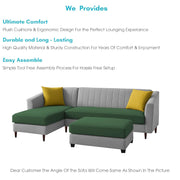 Neyami LHS 4 Seater with Ottoman L Shape Sofa Set for Living Room (Green Grey) Premium Fabric Sofa Set