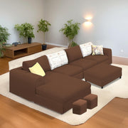 Badger RHS 8 Seater L Shape Sofa Set with Center Table for Living Room (Grey Fabric) Premium Fabric Sofa