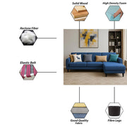 Aria RHS 4 Seater L Shape Sofa Set for Living Room (Blue) Premium Fabric Sofa Set