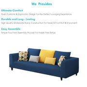 Casaliving Margreta 3 Seater Sofa Set for Living Room (Blue Colour Fabric) Premium Fabric Sofa