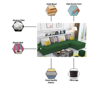 Afie RHS 6 Seater L Shape Sofa Set for Living Room (Black Grey Fabric) Premium Fabric Sofa