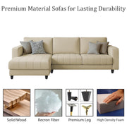 Oslo 4 Seater LHS L Shape Sofa Set for Living Room (Cream Fabric) Premium Fabric Sofa Set for Living Room