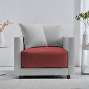 Dominic 1 Seater Sofa Set for Living Room (Black Grey Fabric) Premium Fabric Sofa