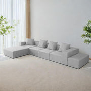 Sheron U Shaped Compressed Sofa Set for Living Room with Spacious Boucle Couch Set Living Rooms, (Grey Fabric) Premium Fabric U Shape Sofa for Living Room