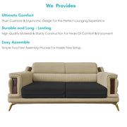 Falconar 3 Seater Sofa Set for Living Room (Cream Black Fabric) Premium Fabric Sofa