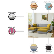 Neyami LHS 4 Seater with Ottoman L Shape Sofa Set for Living Room (Yellow Grey) Premium Fabric Sofa Set
