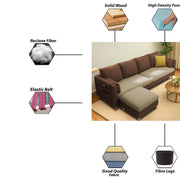 Robben 3 Seater Sofa Set with Center Table for Living Room (Brown Cream Colour) Premium Fabric Sofa
